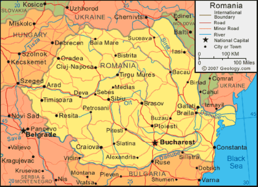 Romania political map