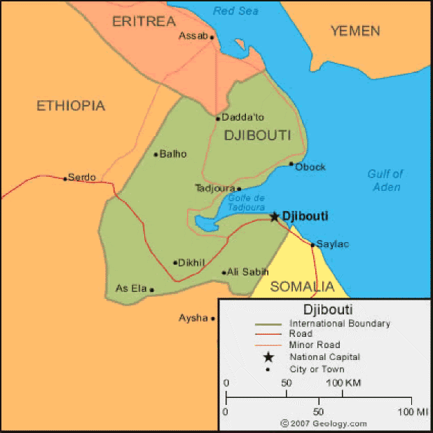 Djibouti political map
