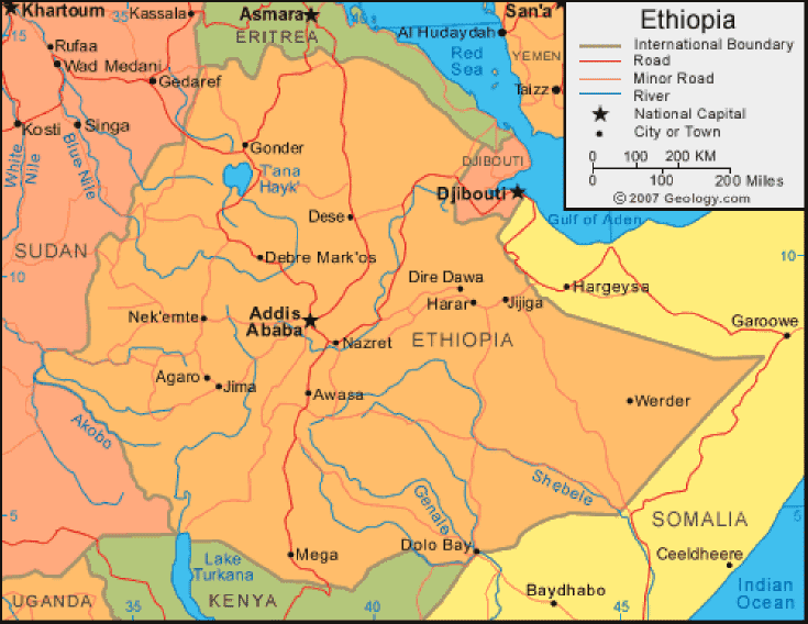 Ethiopia political map