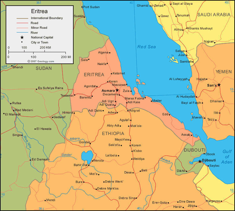 Eritrea political map
